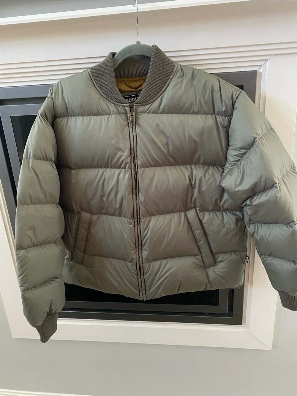NWT Women’s Eddie Bauer Olive Green Quilted  Down Bomber Puffer Jacket